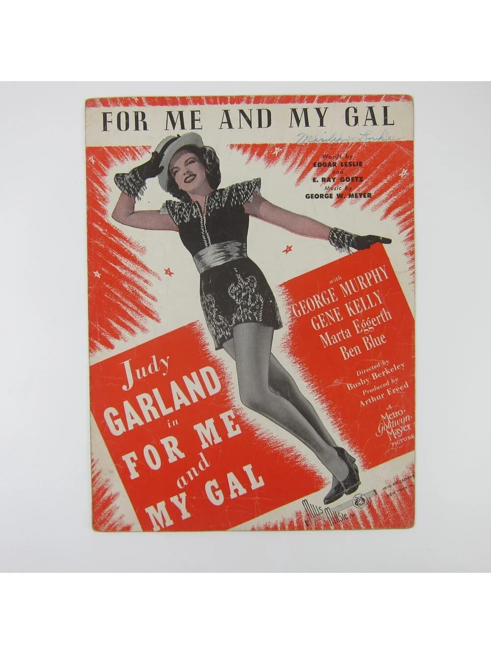 Sheet Music For Me and My Gal Film Judy Garland Piano & Guitar Vintage 1932